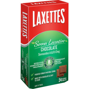 LAXETTES SENNA CHOCOLATE 24 CHEWABLE TABLETS