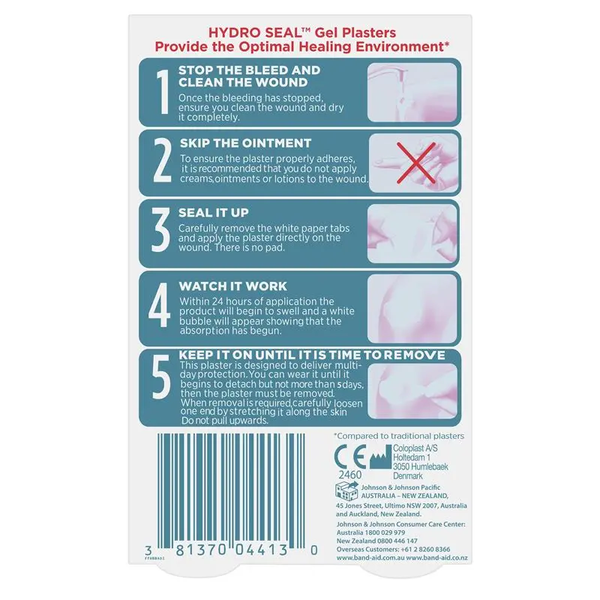 BAND AID ADVANCED HEALING DUAL ACTION SEAL 6 GEL PLASTERS LARGE