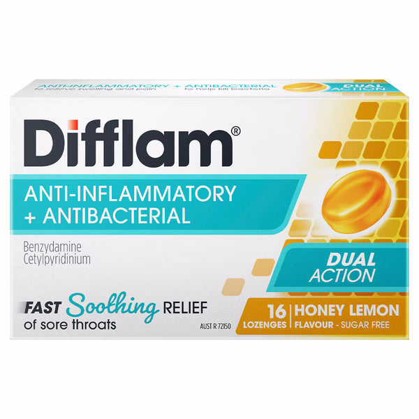 DIFFLAM DUAL ACTION HONEY & LEMON 16 LOZENGES