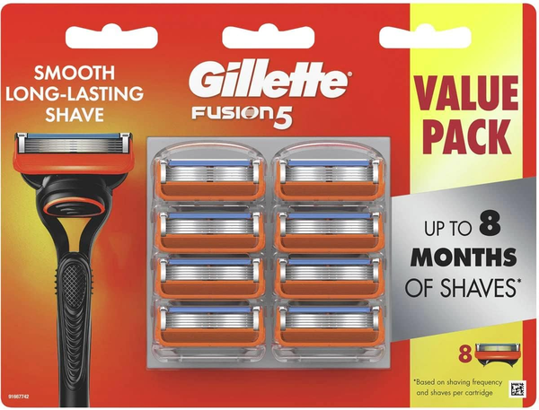 GILLETTE FUSION 5 MANUAL RAZOR REPLACEMENT BLADES 8 CARTRIDGES