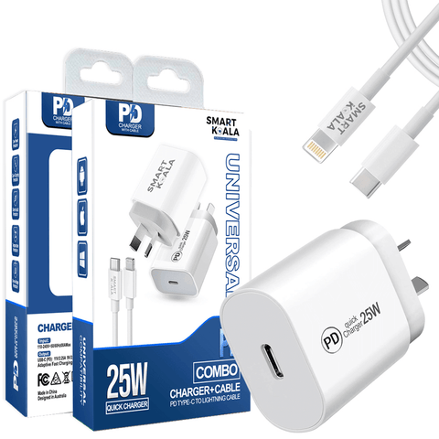 SMART KOALA WALL CHARGER + TYPE C LIGHTNING CABLE 1M