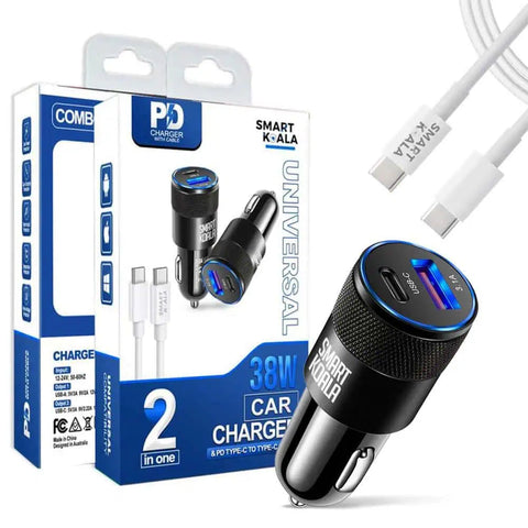 SMART KOALA CAR CHARGER 38W +PD TO TYPE C CABLE
