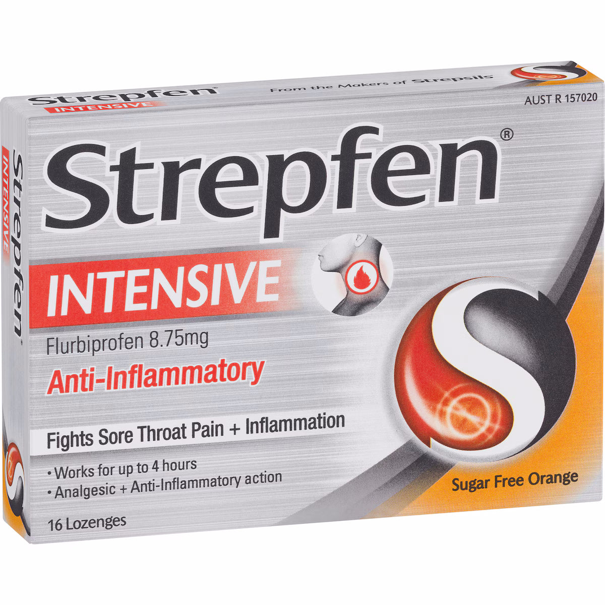 STREPFEN INTENSIVE SUGAR FREE ORANGE 16 LOZENGES