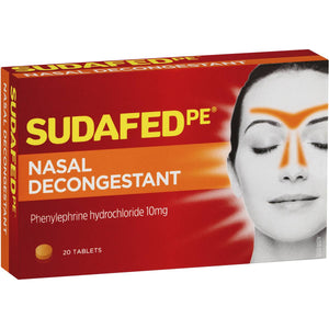 SUDAFED PE NASAL DECONGESTANT 20 TABLETS