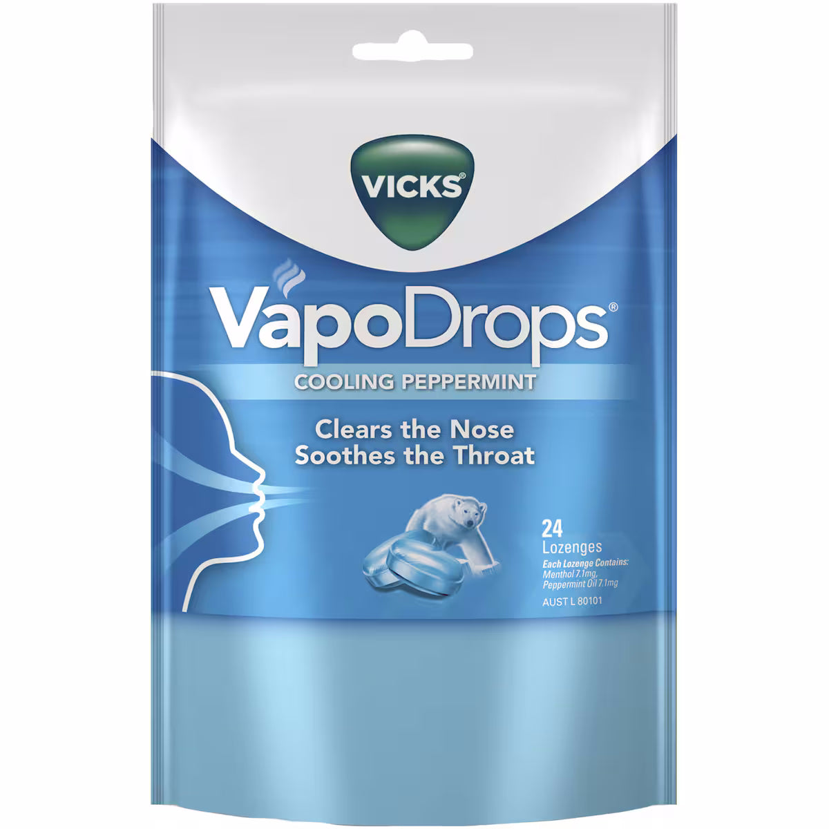 VICKS VAPO DROPS COOLING PEPPERMINT 24 LOZENGES