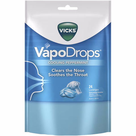 VICKS VAPO DROPS COOLING PEPPERMINT 24 LOZENGES