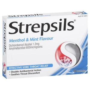 Strepsils Plus Sore Throat Relief Menthol & Mint 16 Lozenges