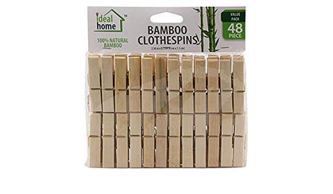 IDEAL HOME BAMBOO CLOTHESPINS 48 PIECES