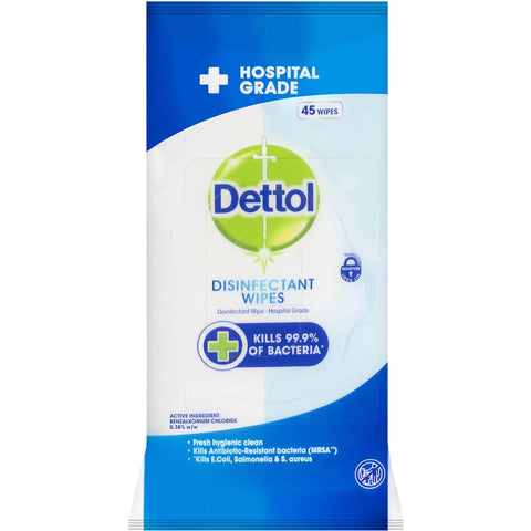 Dettol Hospital Grade Disinfectant Wipes 45 Pk