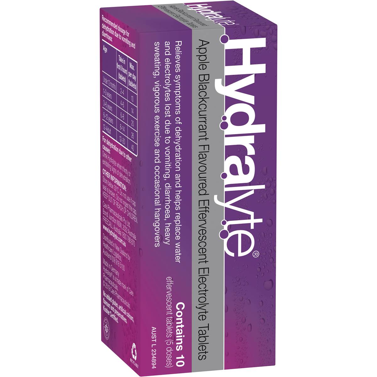 HYDRALYTE APPLE BLACKCURRANT ELECTROLYTE 10 EFFERVESCENT TABLETS