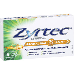 ZYRTEC HAYFEVER & ALLERGY 5 LIQUID CAPSULES