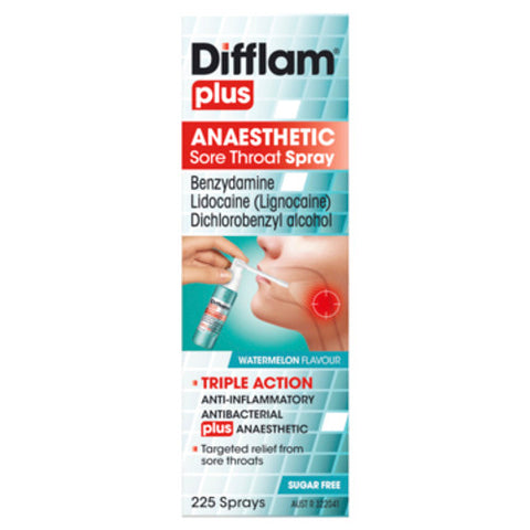 DIFFLAM PLUS ANAESTHETIC SORE THROAT 225 SPRAYS