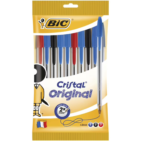 BIC Cristal Original Assorted 1.0mm 10 Pens