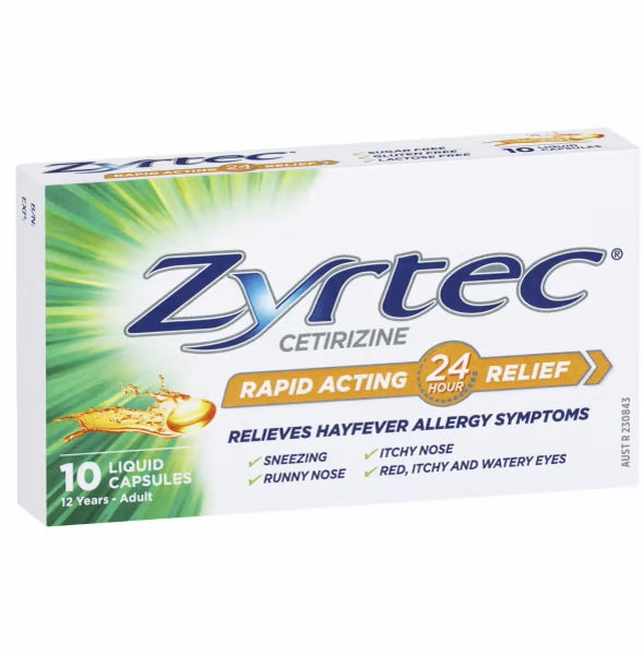 ZYRTEC HAYFEVER & ALLERGY 10 LIQUID CAPSULES