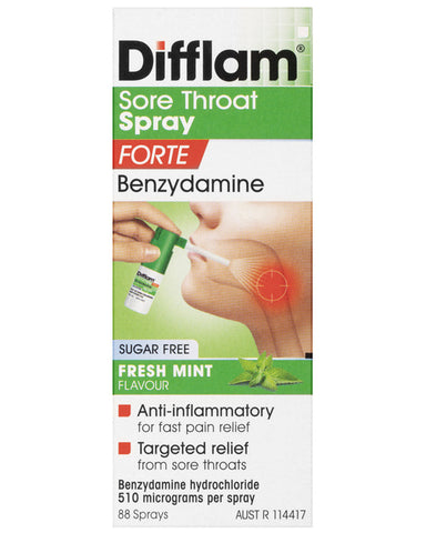 DIFFLAM SORE THROAT SPRAY SUGAR FREE MINT 88 SPRAYS