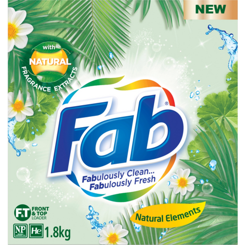 FAB NATURAL ELEMENTS DETERGENT POWDER 1.8KG