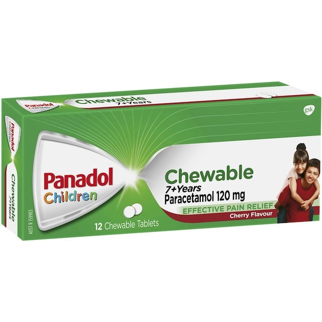 PANADOL CHILDREN 7+ CHERRY 12 CHEWABLE TABLETS