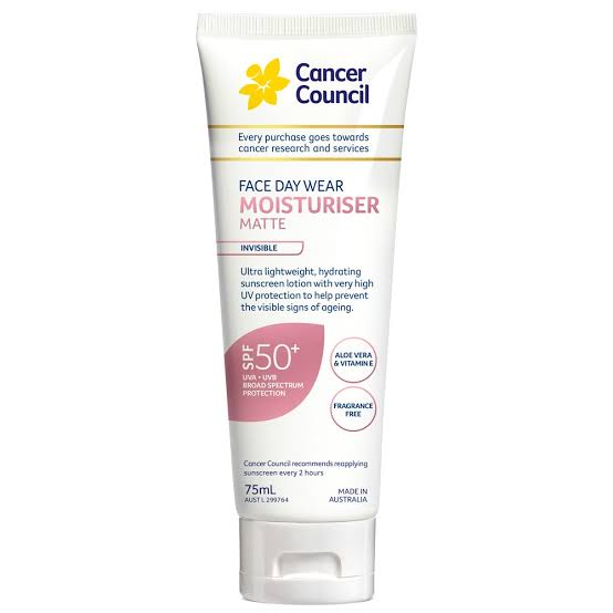 CANCER COUNCIL INVISIBLE MOISTURISER MATTE SPF 50+ 75ML